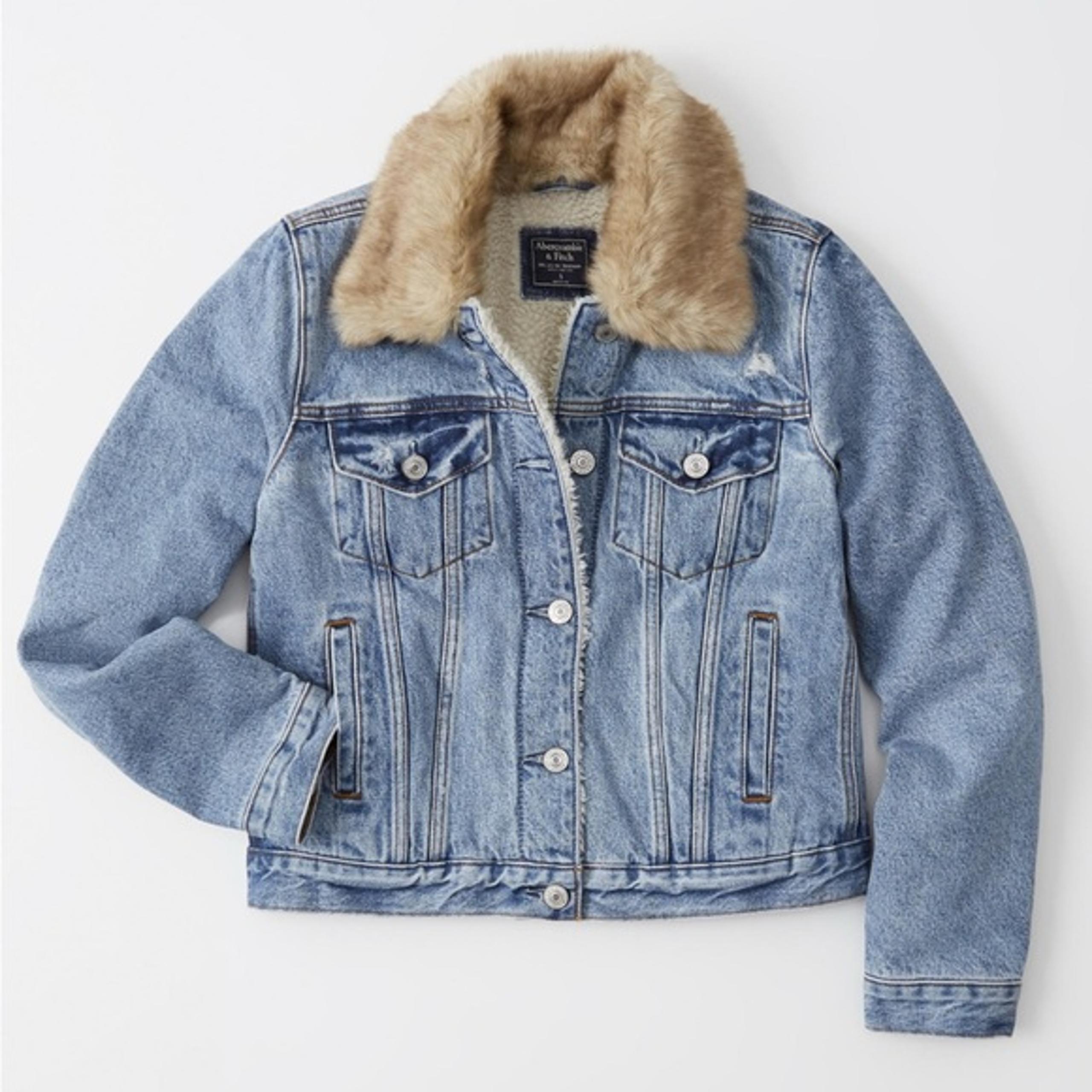 Abercrombie & Fitch Denim Jacket with Faux Fur Collar