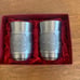Vintage Eastern Pewter set of 2 drink cups new in box floral dragonflies