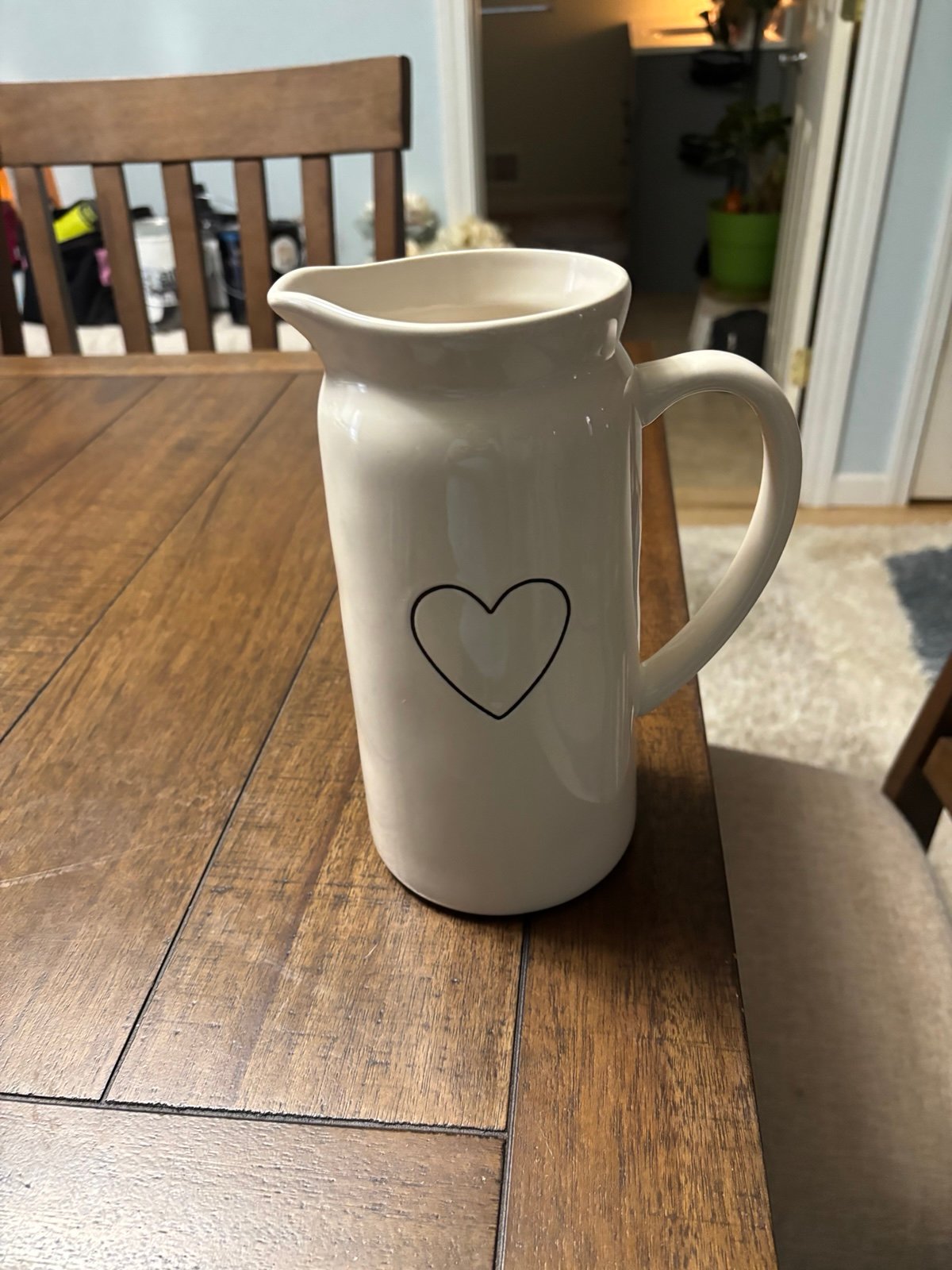 VHTF Vintage Rae Dunn White Pitcher with black outline heart