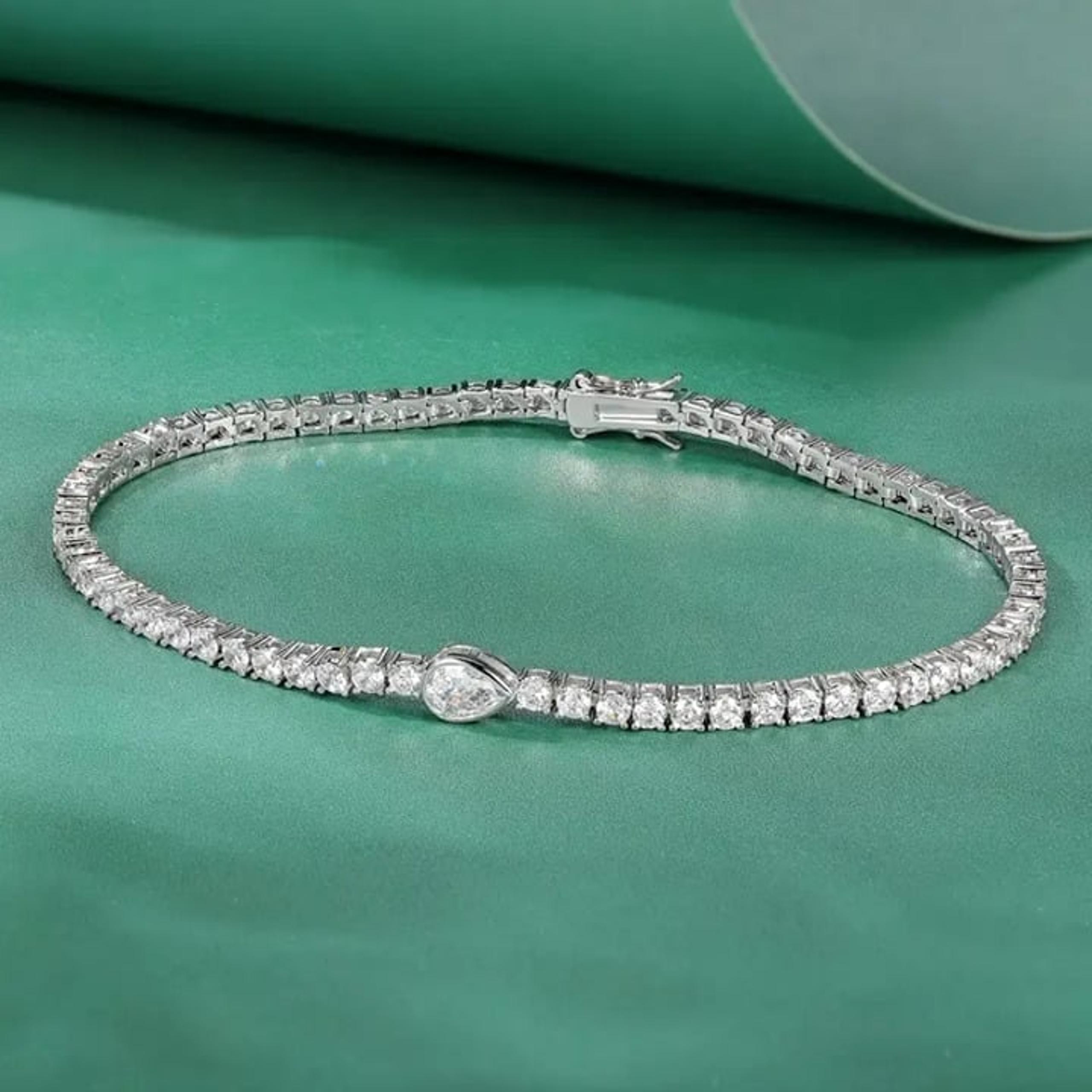 Solid 925 Silver Womens 2ct Diamond Tennis Bracelet 7" Authentic Real Jewelry
