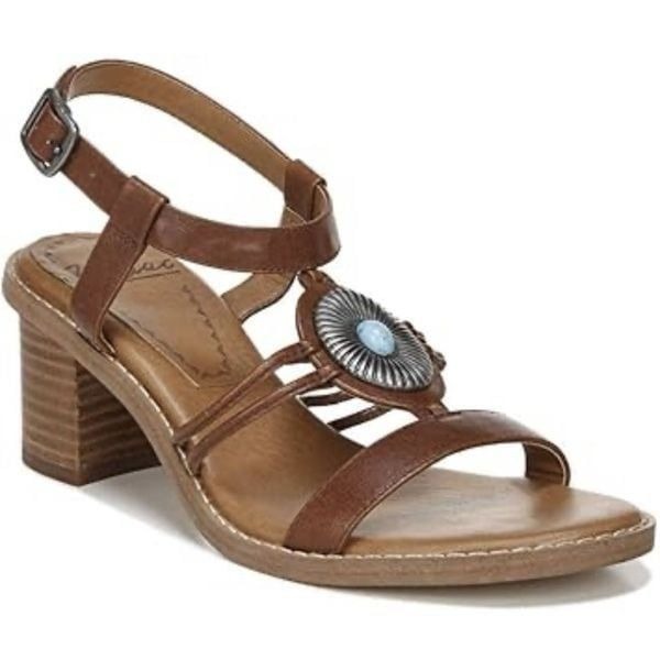 Zodiac Leather Embellished Heeled Sandals Ilaria Brown