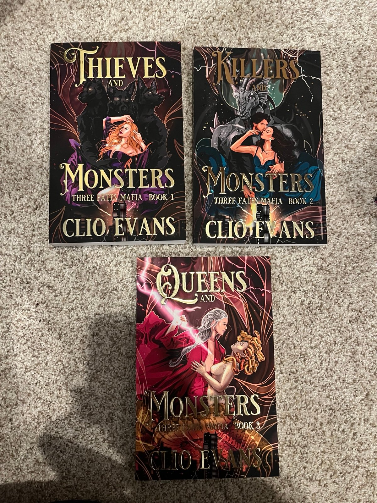 Clio Evans Three Fates Mafia Paperbacks with Gold Foil