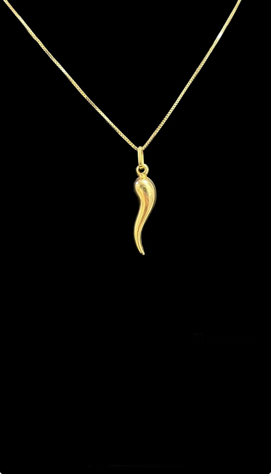 14k Gold Cornicello Italian Horn Charm Pendant Necklace SMALL