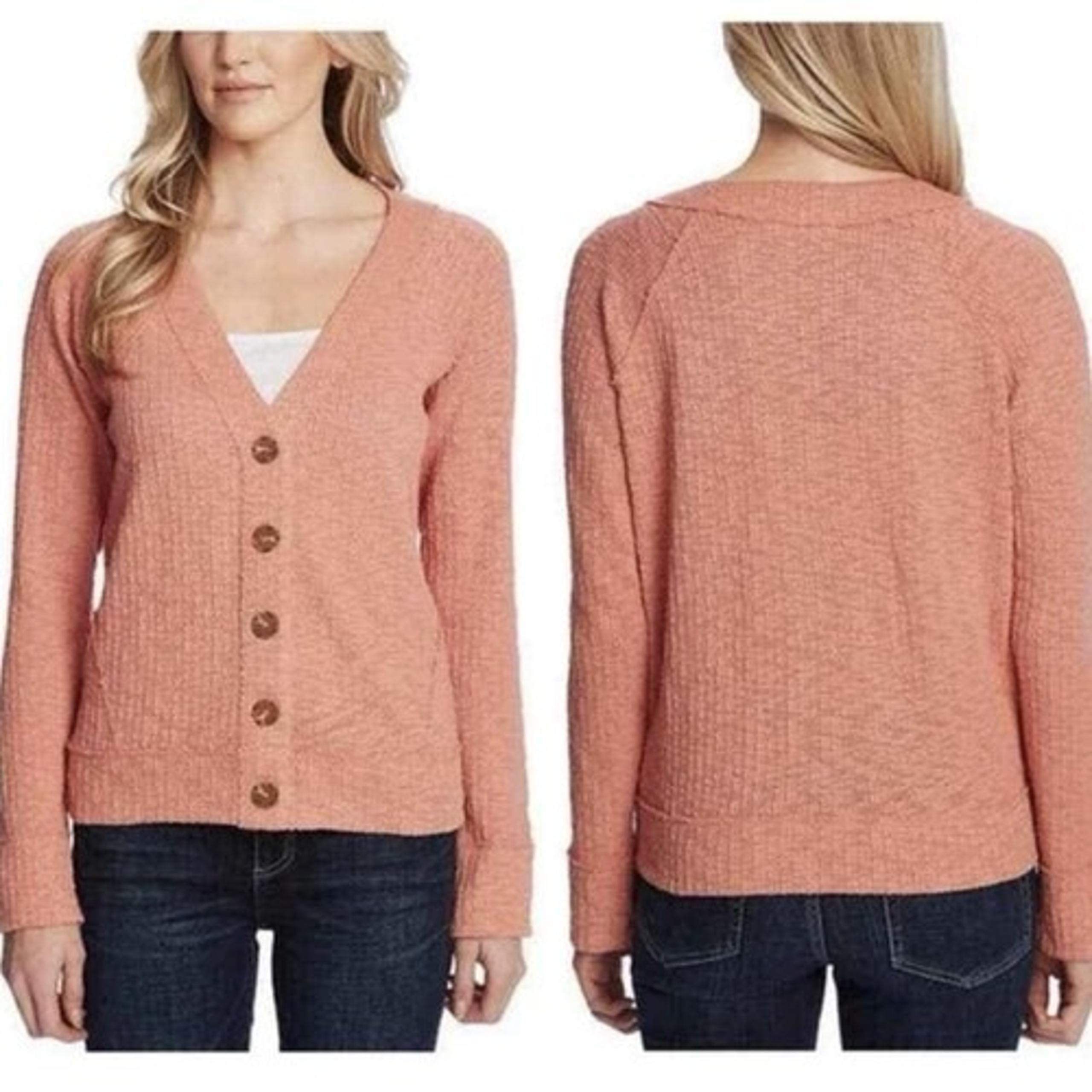 Two by Vince Camuto Cardigan XXL Salmon Peach V Neck Button Sweater NWT NEW