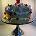 Strawberry Shortcake Stand Ceramic Cake Cover With Stainless Steel Pedestal