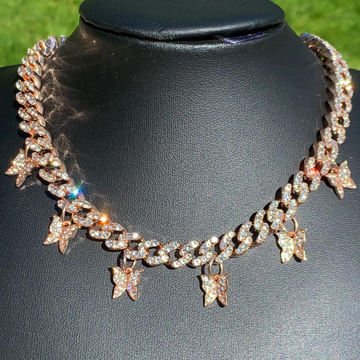 Butterfly Chain | Cuban Link Chain Pink