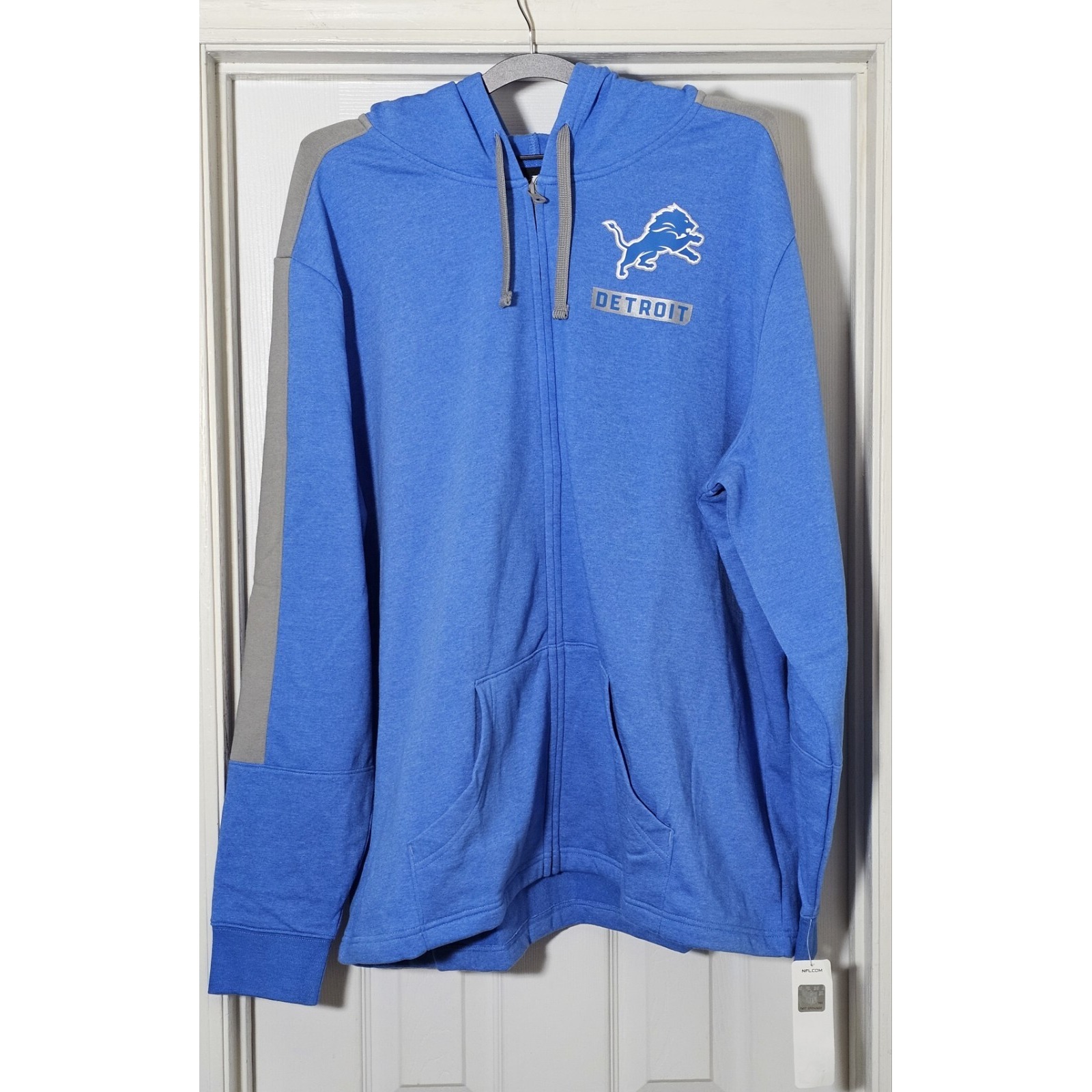 Logo Athletic NFL Detroit Lions Full Zip Jacket Hoodie 2XL Fleece Lined Blue