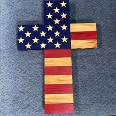 Custom American Flag wooden cross
