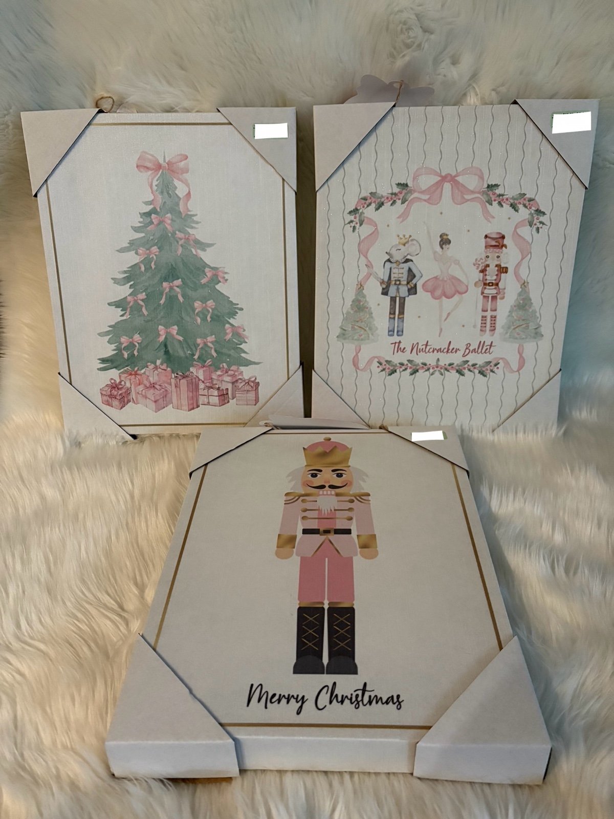 pink christmas canvas wall decor