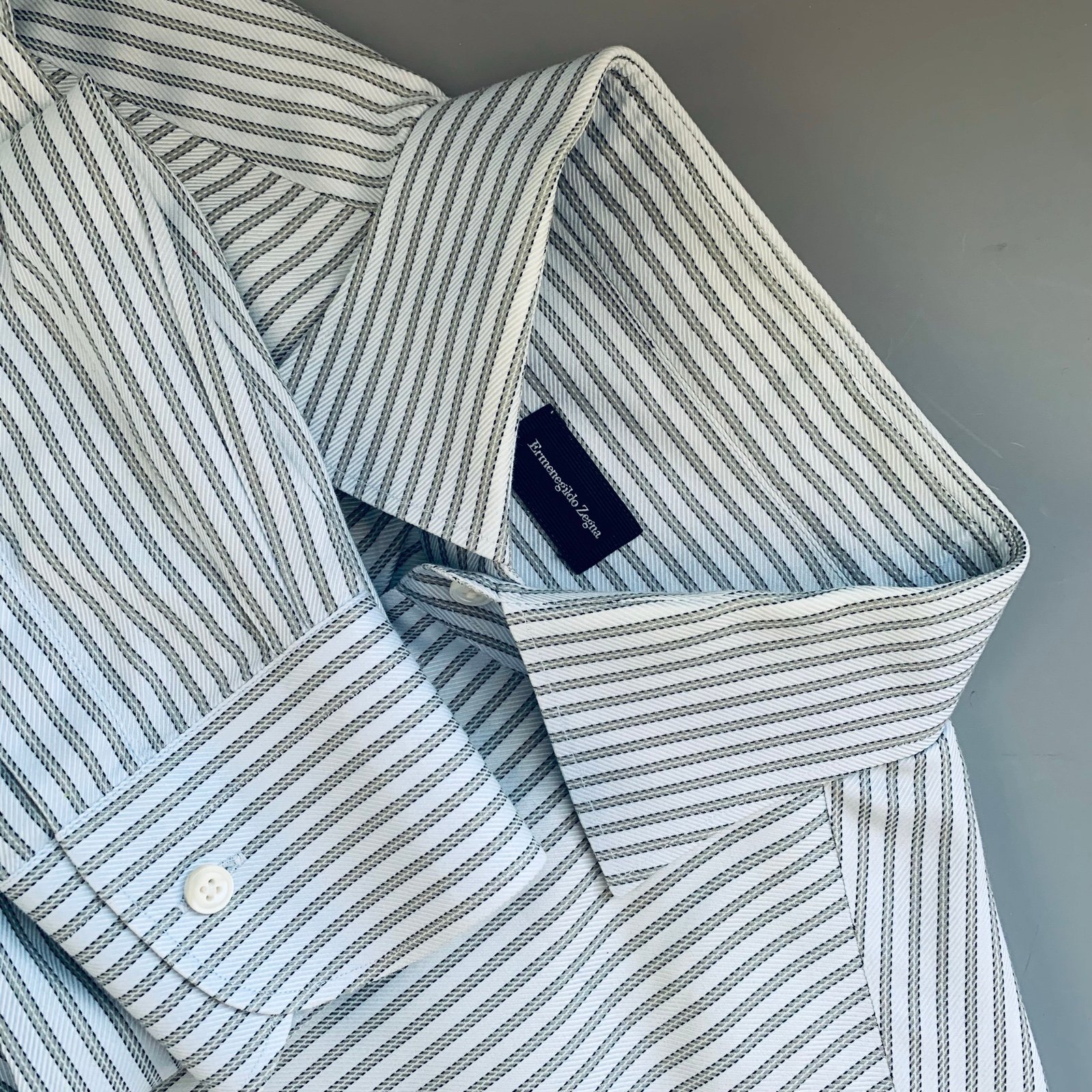 ERMENEGILDO Zegna Regular Fit Striped Button Down Dress Shirt Chest 48 Rare XL
