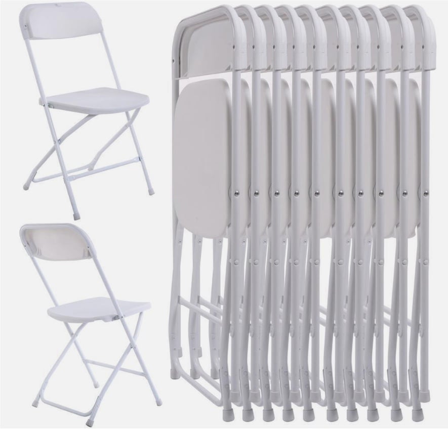 New Commercial White Plastic Folding Chairs Stackable Picnic Party (Set of 10)