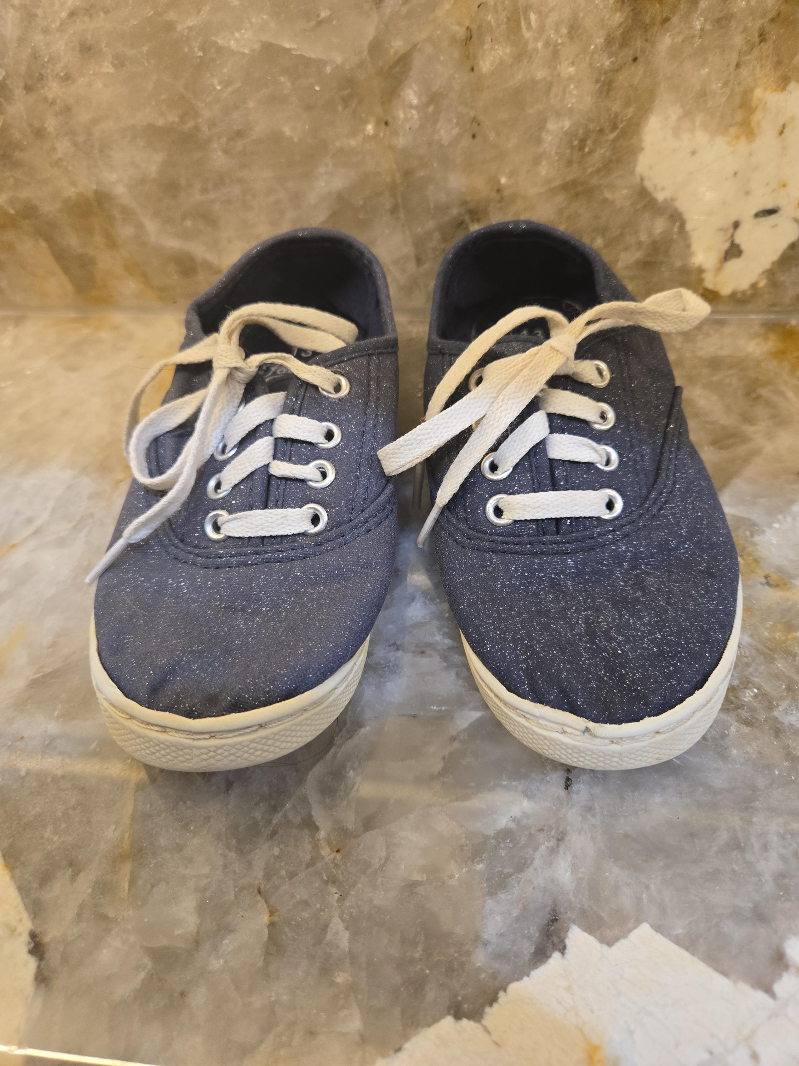Girls sparkly denim sneakers youth 13
