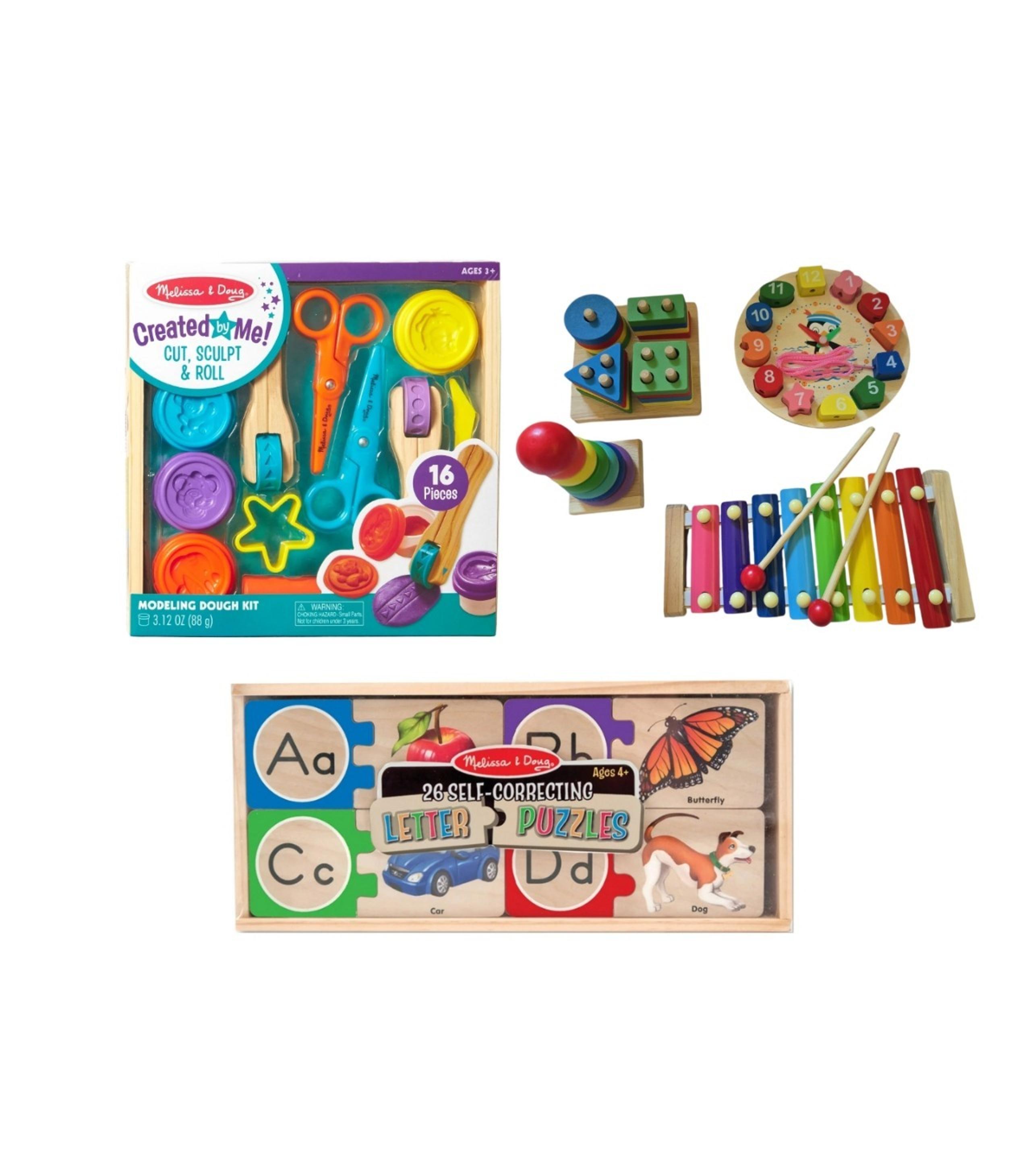 Bundle lot toddlers wodden abc/playdoh/123/colors/shapes sets