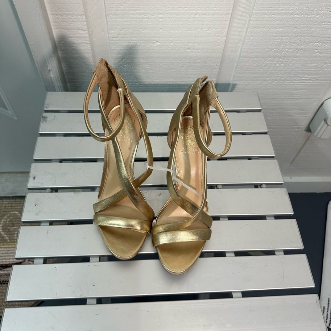 Vince Camuto Gold Strapy Heels Size 9.5 NWOT