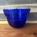 Murano Style Hand Blown Blue Glass Bowl Bullicante Controlled Bubbles Vintage