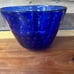 Murano Style Hand Blown Blue Glass Bowl Bullicante Controlled Bubbles Vintage