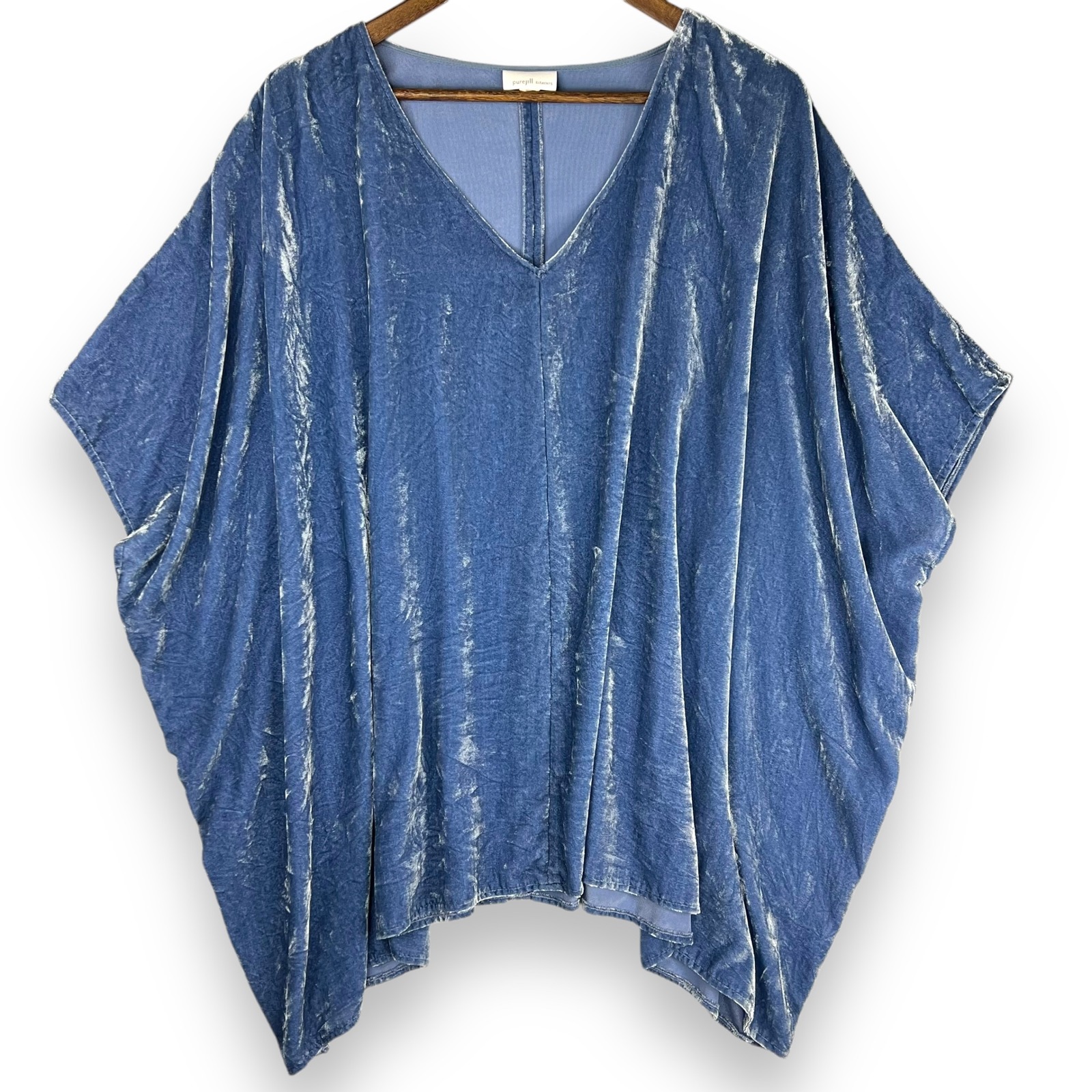 Pure J. Jill Elements Velvet Top Dolman Sleeve Oversize Azure Blue Drape 2X