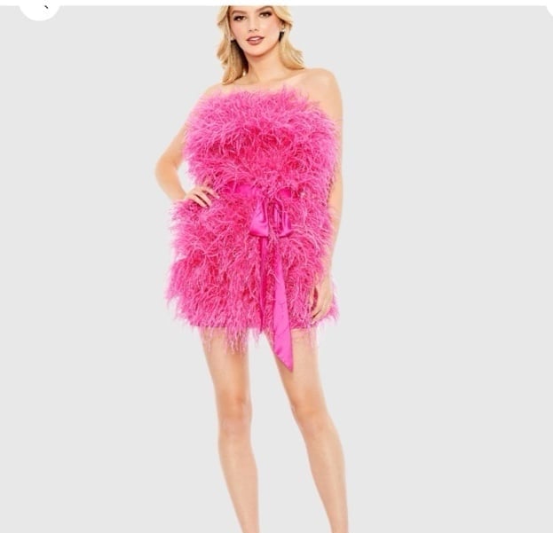 NWT Mac Duggal Pink Feather Mini Sz 8