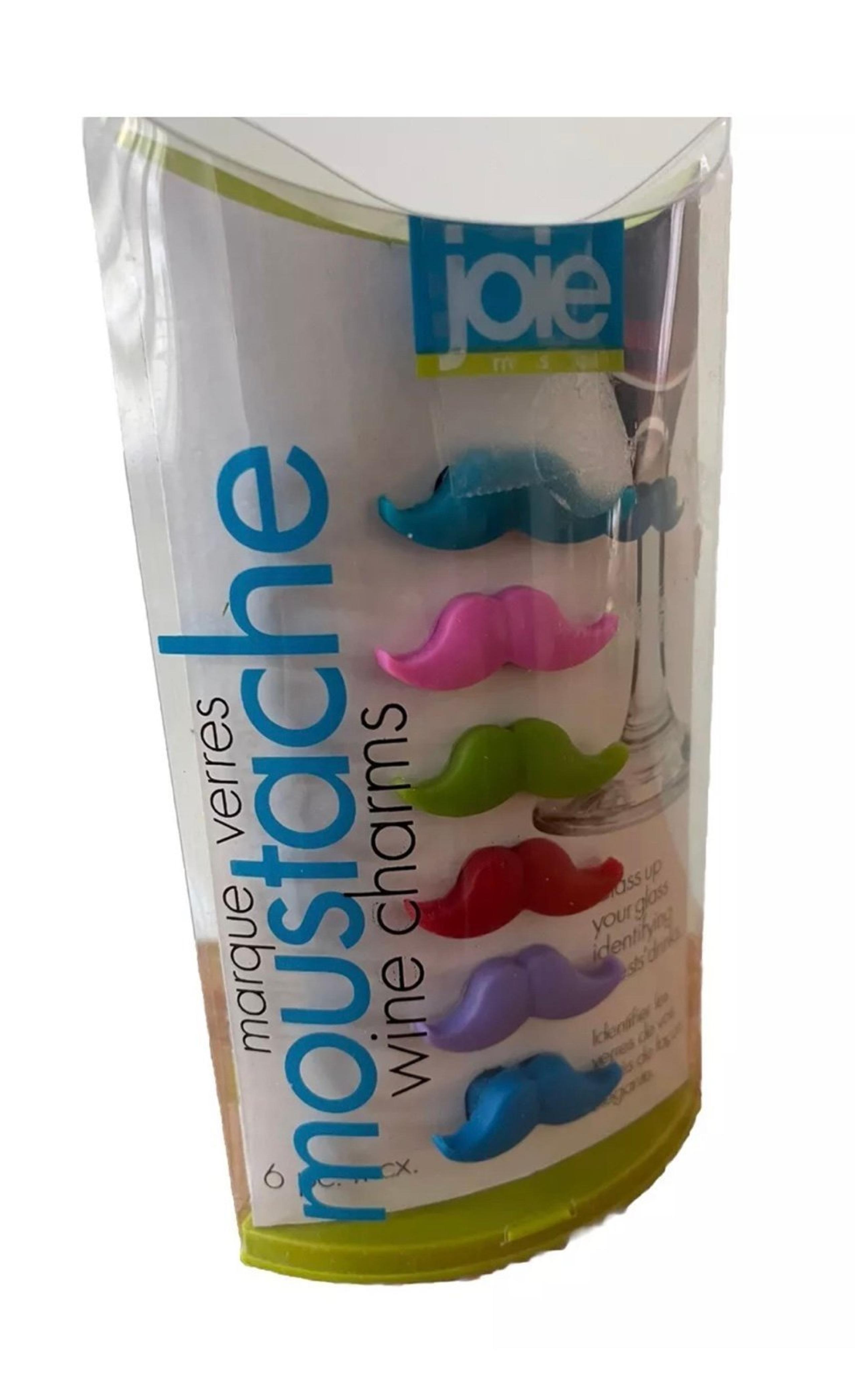 Set Of 6 Joie Mustache Wine Glass Markers