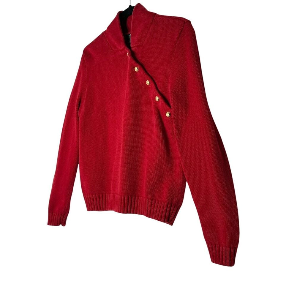 Vintage Ralph Lauren Knit Sweater Womens Large Red Henley