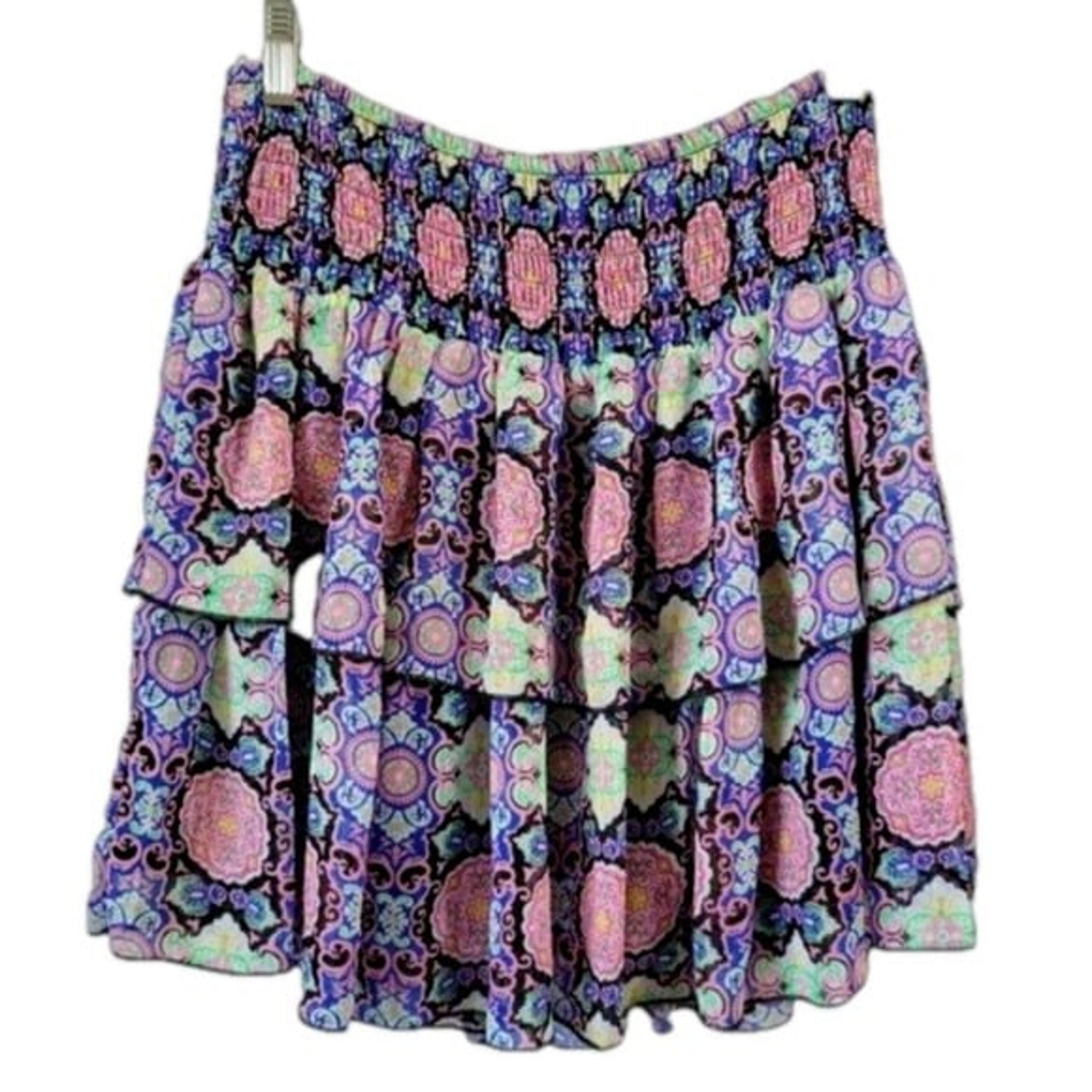 Olsenboye Skirt Large Stretchy multiple layers flowy colorful tiered Junior Exc.