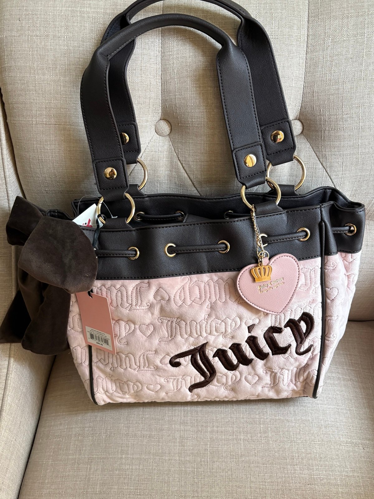 Juicy Couture vintage dreams tote dusty blush chocolate color