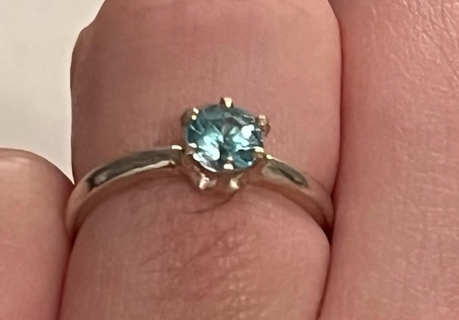 Blue Topaz 925 Sterling Silver Solitaire Ring Size 5