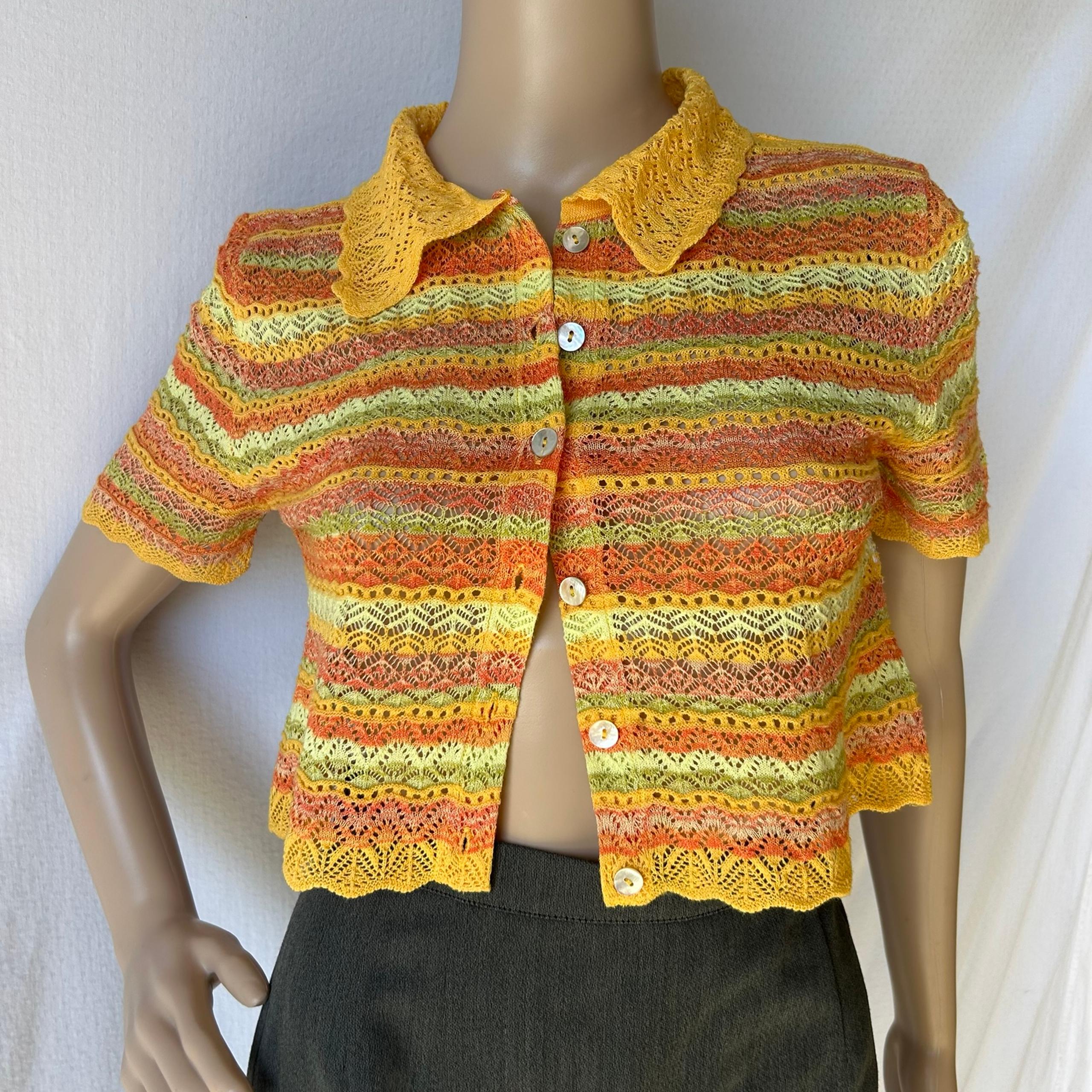 ZARA multicolor crochet polo crop
