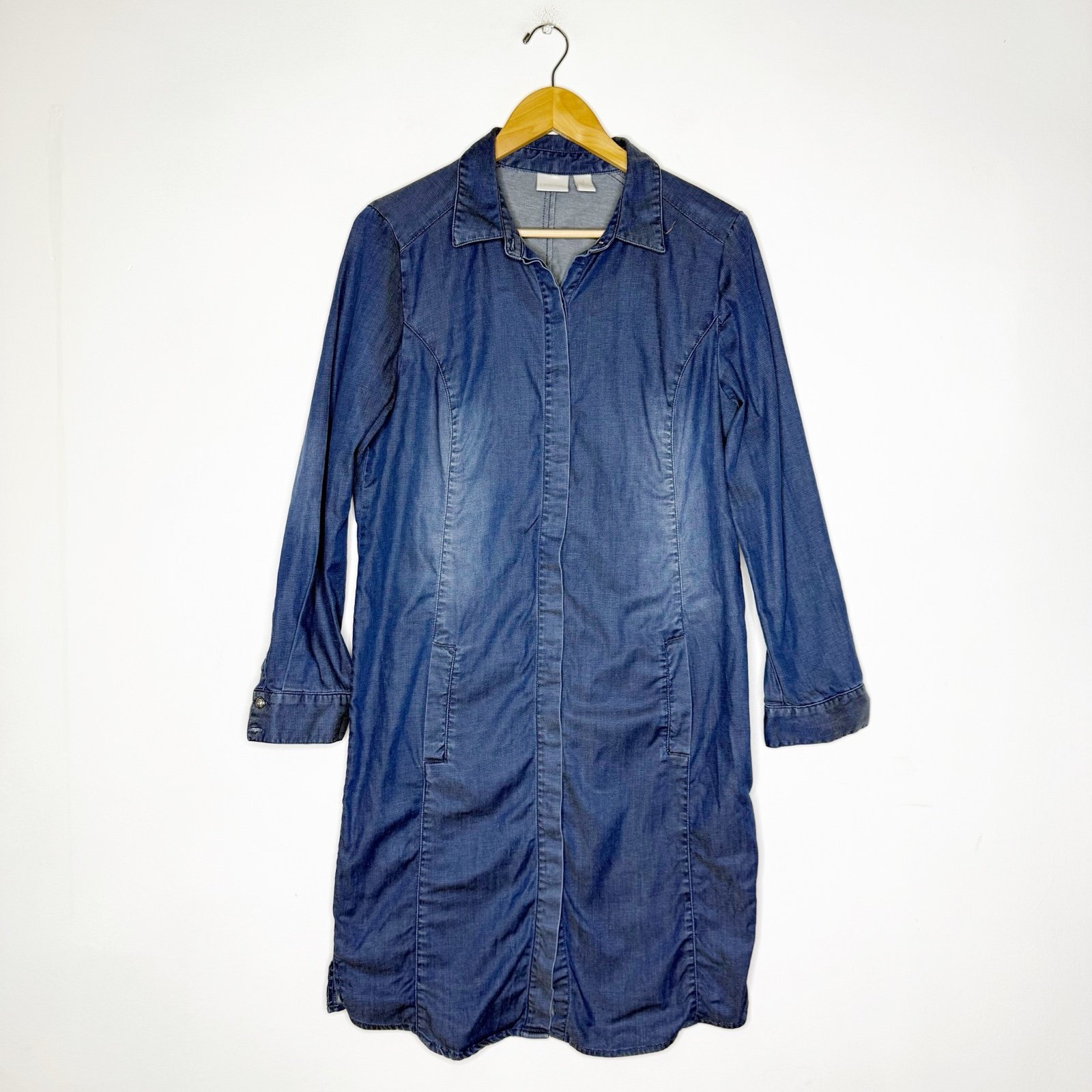 Chico’s 1 Blue Denim Long Sleeve Dress Size Medium / 8