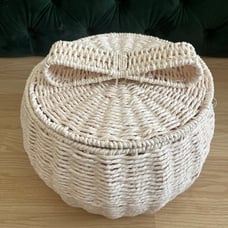 Pink Bow woven basket