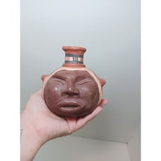 Vintage Inca Mayan Peru Folk Art Face Hand Made Pottery Jar Vase