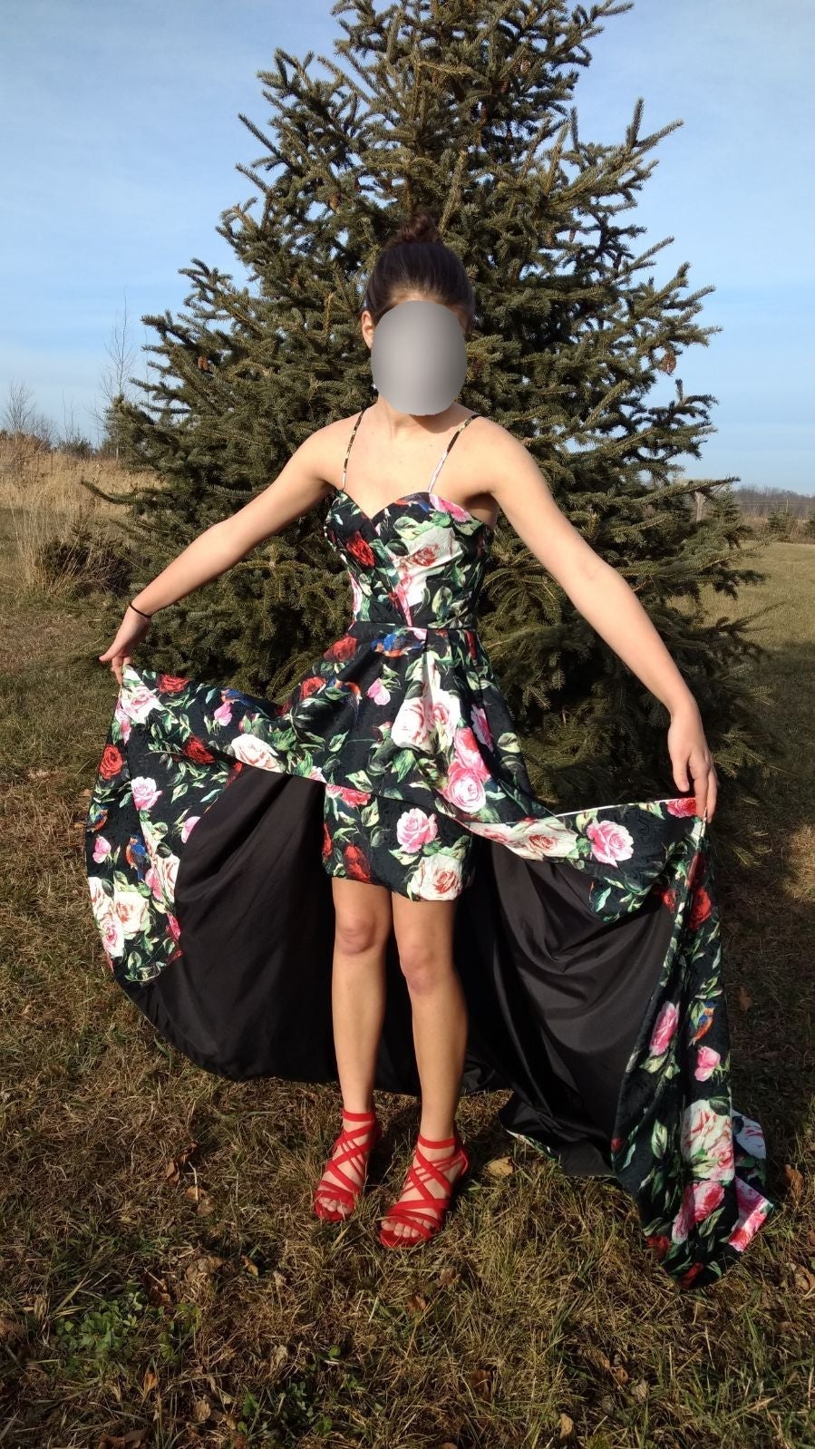 SherriHill Formal Black/Floral Dress Sz0