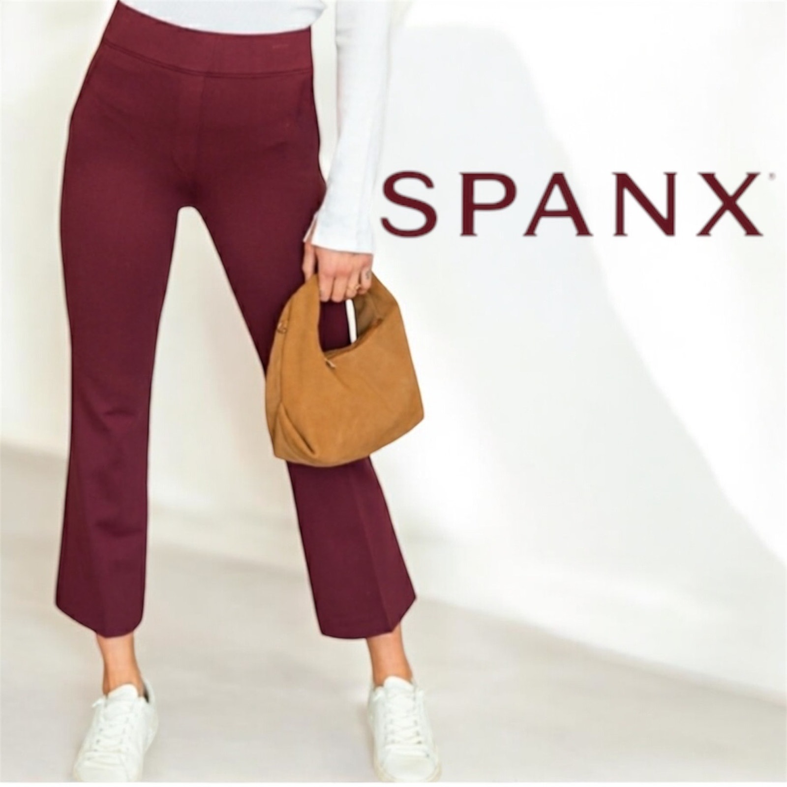 NWT Spanx Women's Perfect Pant Kick Flare Chianti Burgundy Plus Size 1x Petite