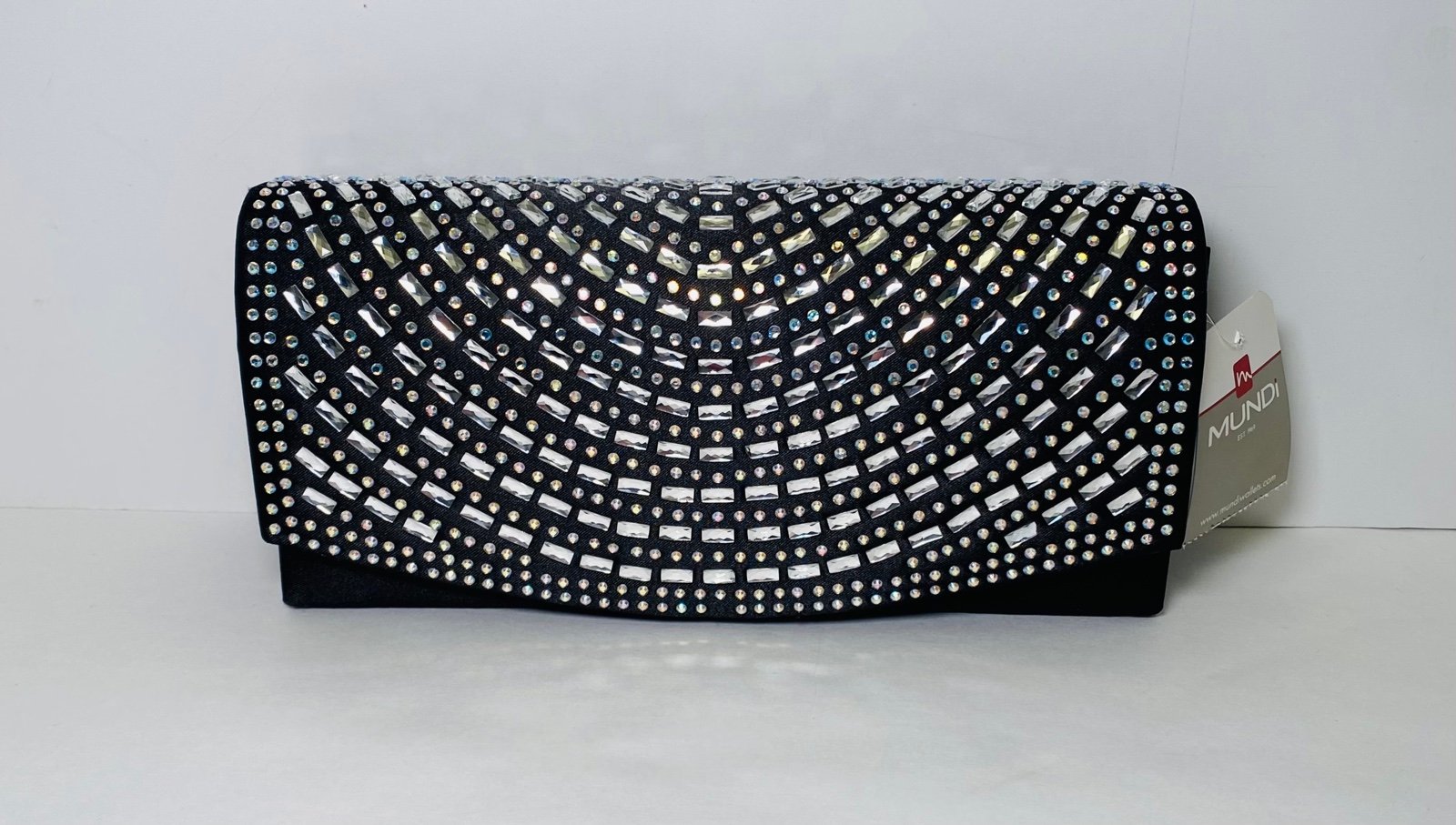 Vintage Women’s Mundi Bejeweled Black Evening Clutch New With Tags.
