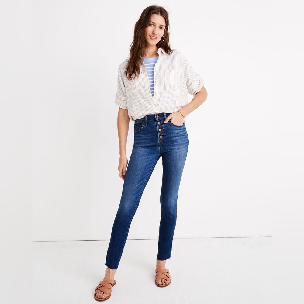 Madewell 10 High-Rise Skinny Crop Jeans: Button-Front TENCEL™ Denim Edition