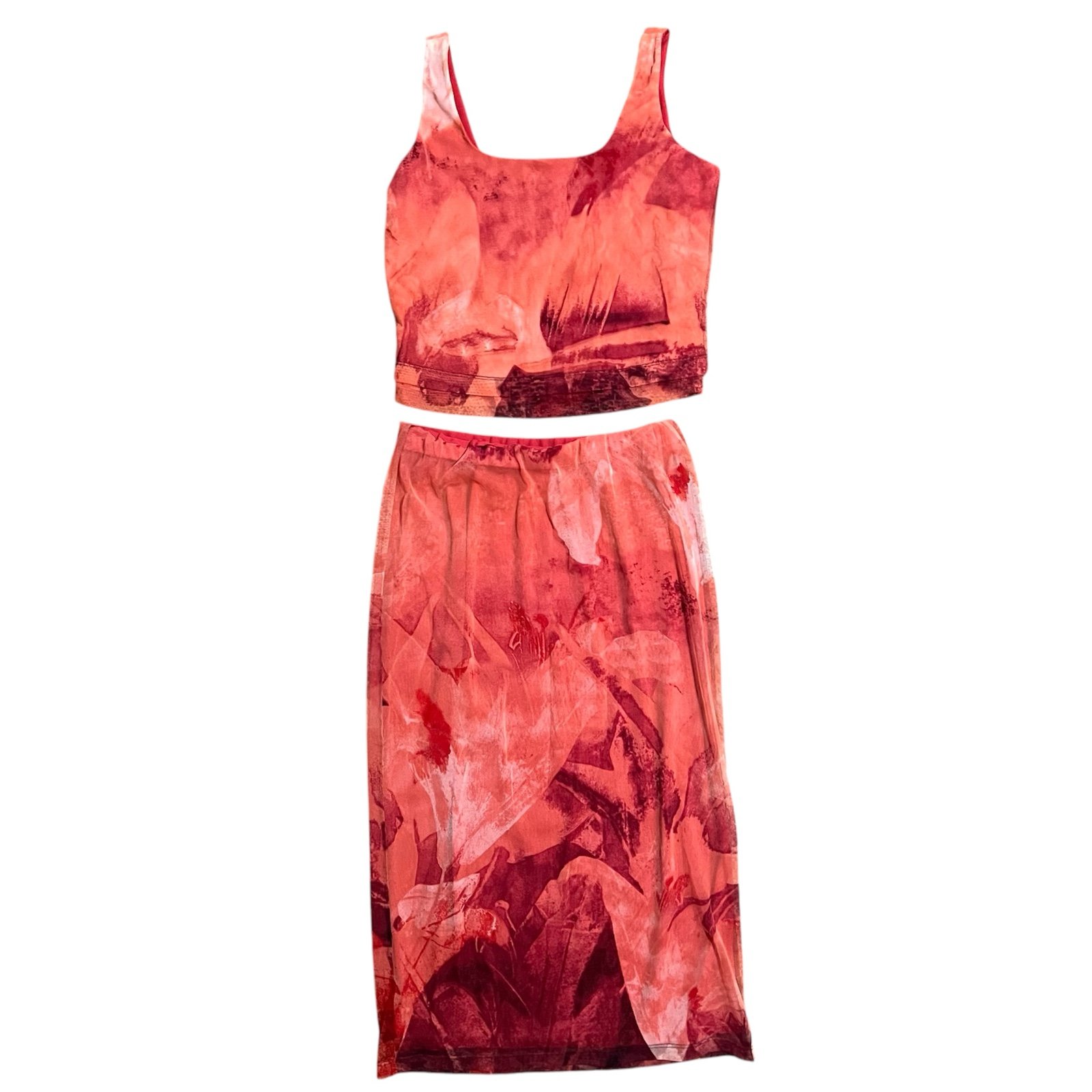 Vintage Y2K Floral Red Skirt Set size small