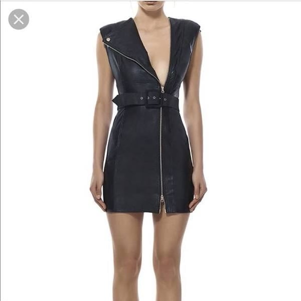 Misha Loren Leather Mini Dress, US 6, Like New