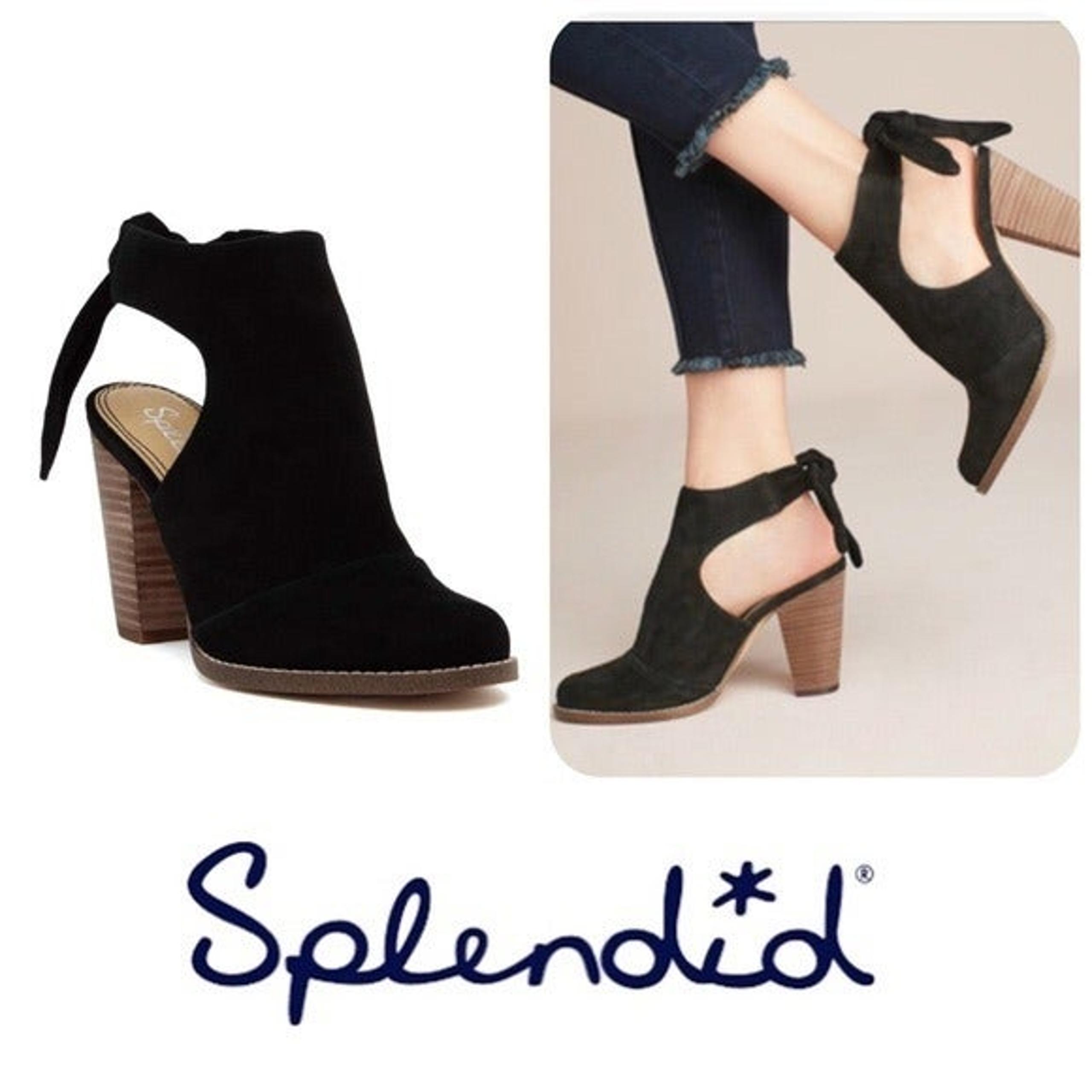 Splendid Black Suede Danae Bow Booties 9 Boot Leather
