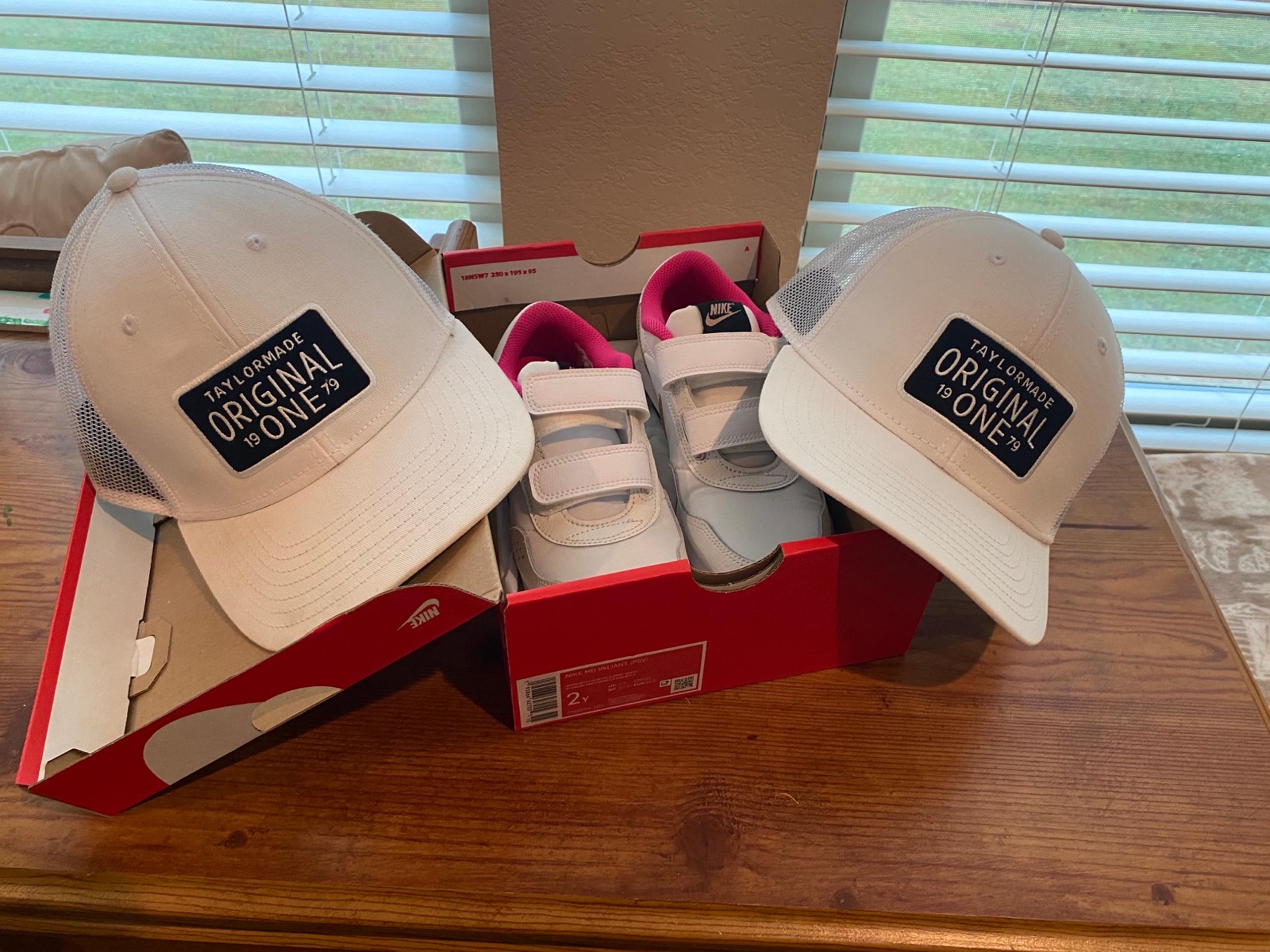 Taylormade trucker hats + Youth Nikes