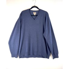 VINTAGE LL Bean Mens Sweater Blue Cashmere Knit V Neck Pullover Classic Size XL