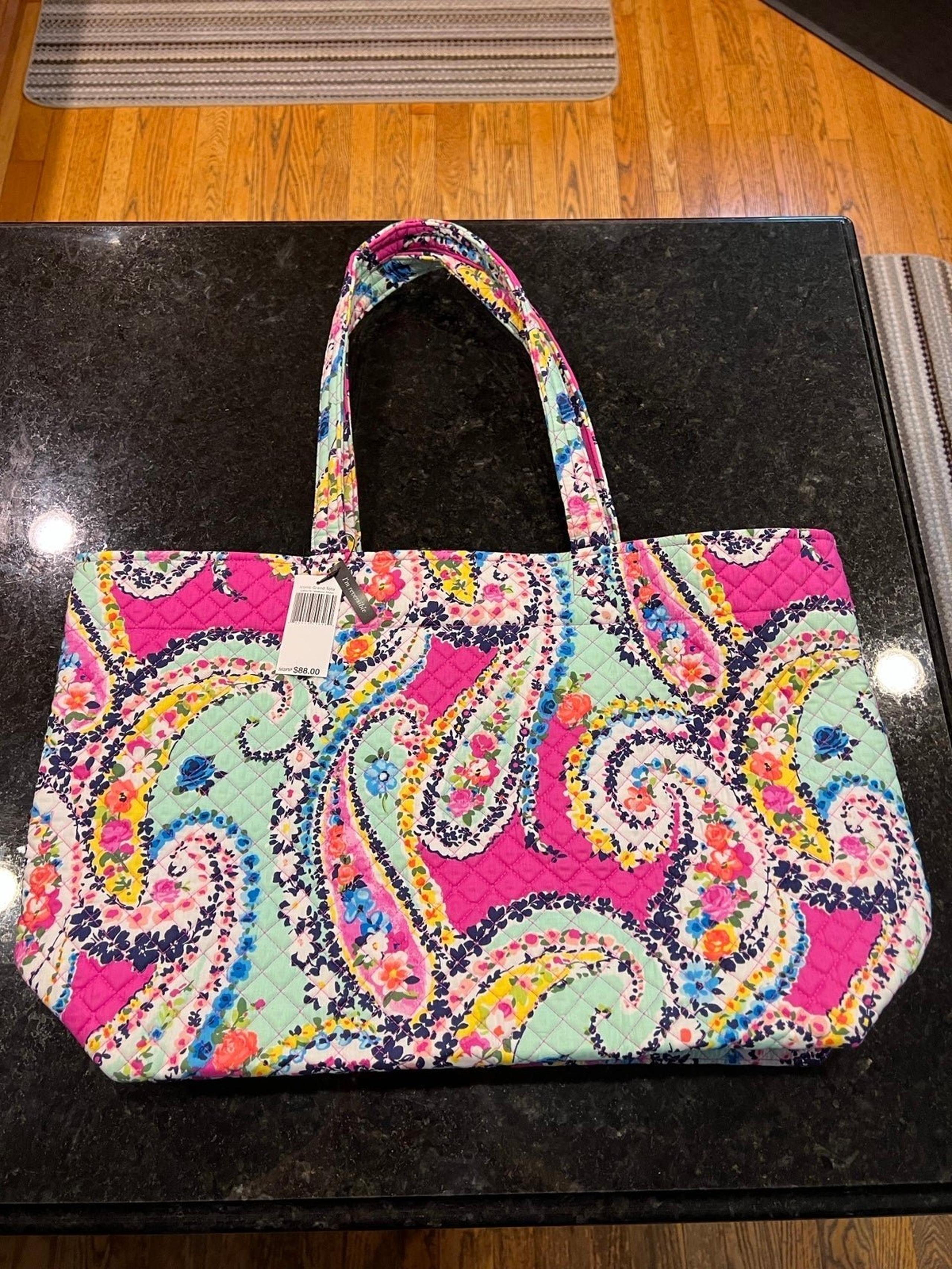 Vera Bradley Wild Flower Paisley Iconic Grand Tote Reversible NWT HUGE