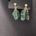 Antique gold wire wrapped jade earrings