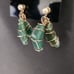 Antique gold wire wrapped jade earrings