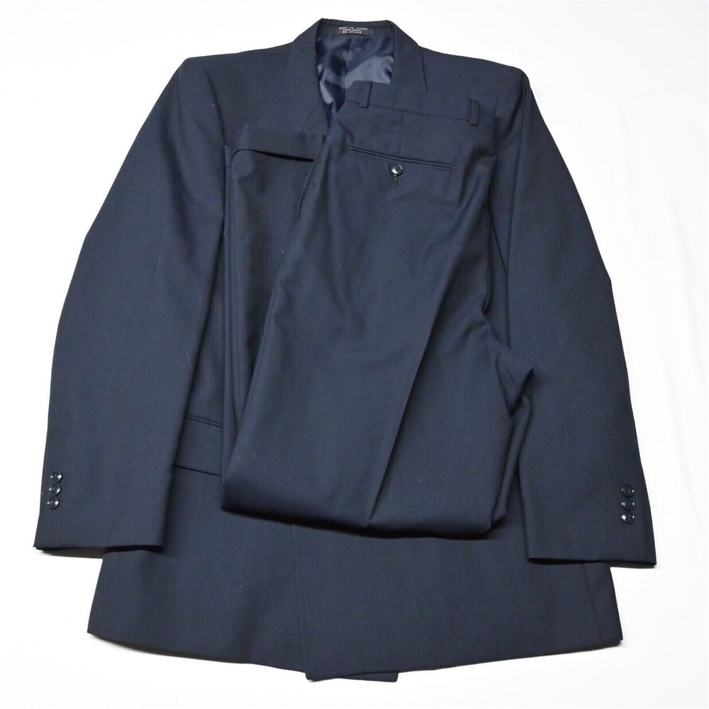 Vtg Paulo Solari 42L 34x32 Navy Blue 100% Wool Double Breasted Jacket Pants Suit