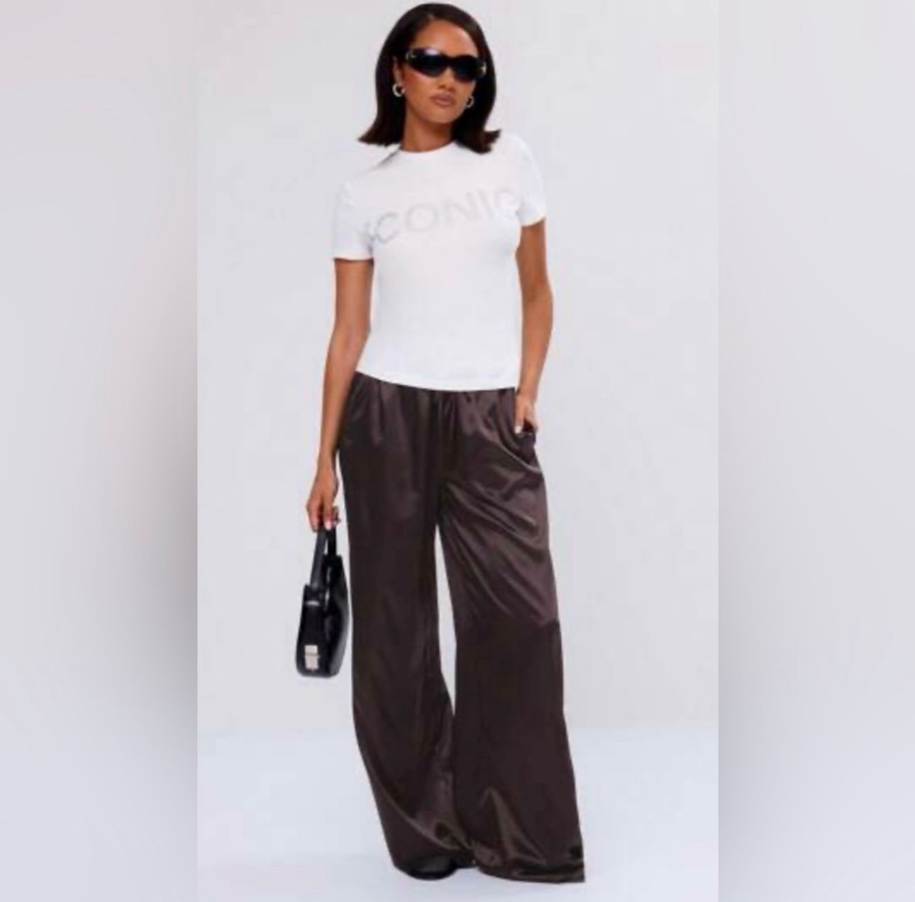 NWT Musera Tie Front Satin Trousers Brown Size XS