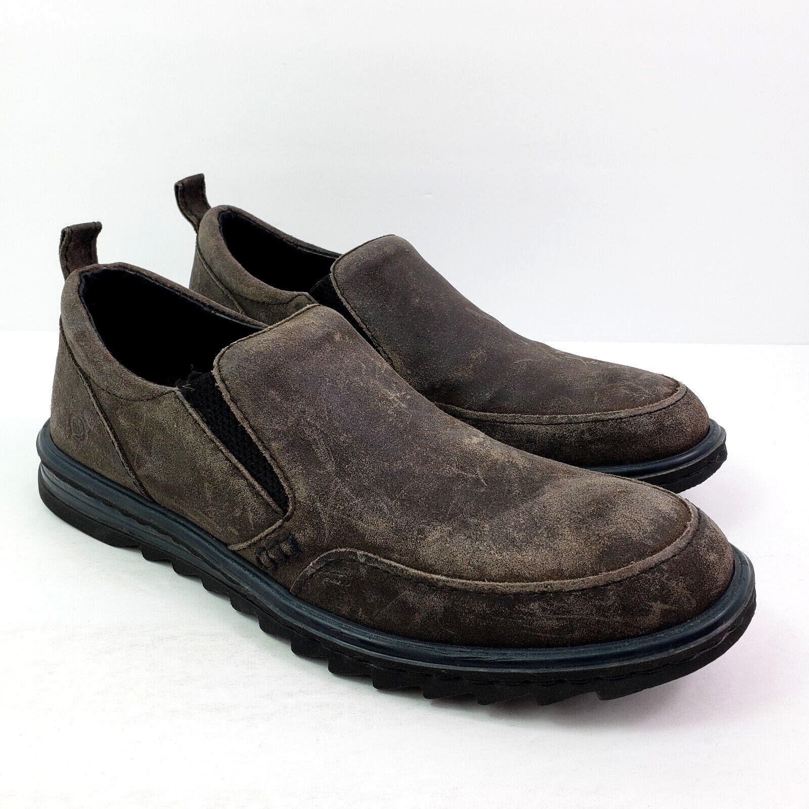 Born Nigel Mens Size 8 Dark Brown Leather Slip On Loafer Shoes H21042