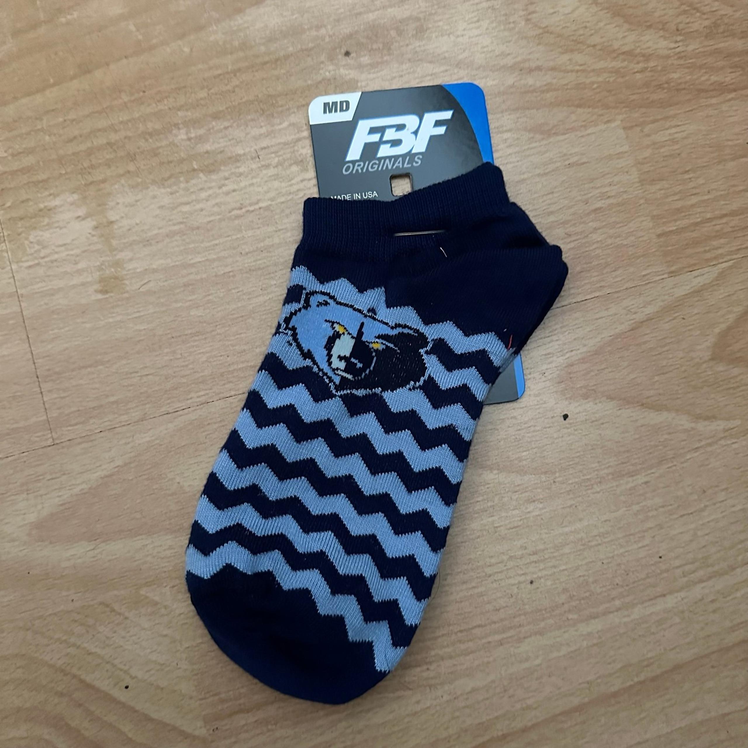 Brand New Memphis Grizzles For Bare Feet Navy Blue  and Light Blue Ankle Socks