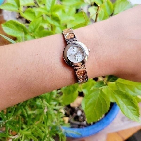Classic LA Express Silver & Orange Heart Hearts Women's Woman's Quartz Watch