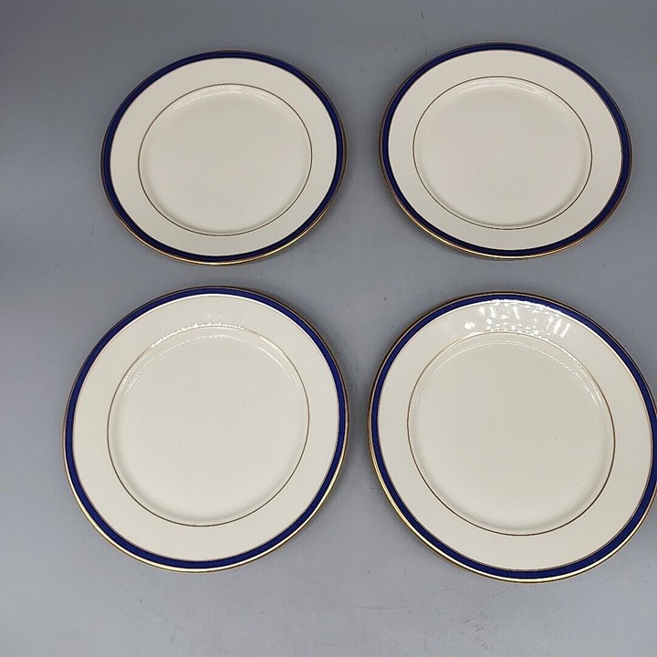 Set of 4 Lenox Urban Twilight Bread Butter Plates 6.5 Excellent Gold Rim Blue