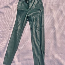 ZARA forest green leather pants small